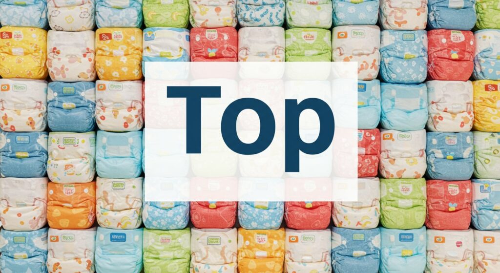 Infographic illustrating the key factors to consider when selecting a diaper manufacturer in India, including production capacity, quality control certifications, product range, OEM/private label services, location and logistics, raw material sourcing, and sustainability practices.